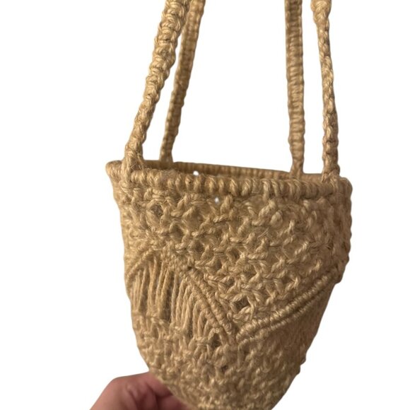 Vintage Macramé Plant Hanger | Handmade Boho Woven Hanging Planter with Tassel - Picture 2 of 2